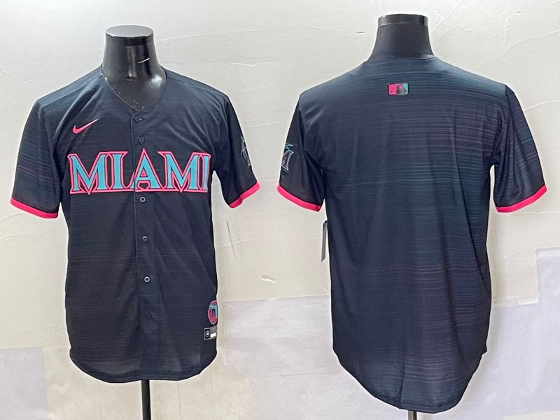 Men 2025 Miami Marlins Blank Black Joint Name Nike MLB Jersey style 1->los angeles dodgers->MLB Jersey